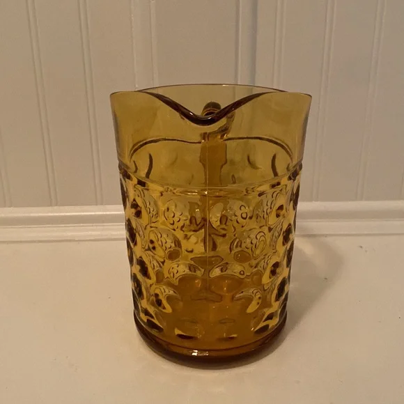 ❤️Amber Color Pitcher Vintage Mod Dots Pattern OLD - Picture 2 of 4